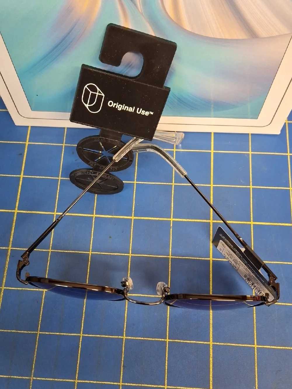 Original Use Round Sunglasses Blue Lenses Black Frame NWT